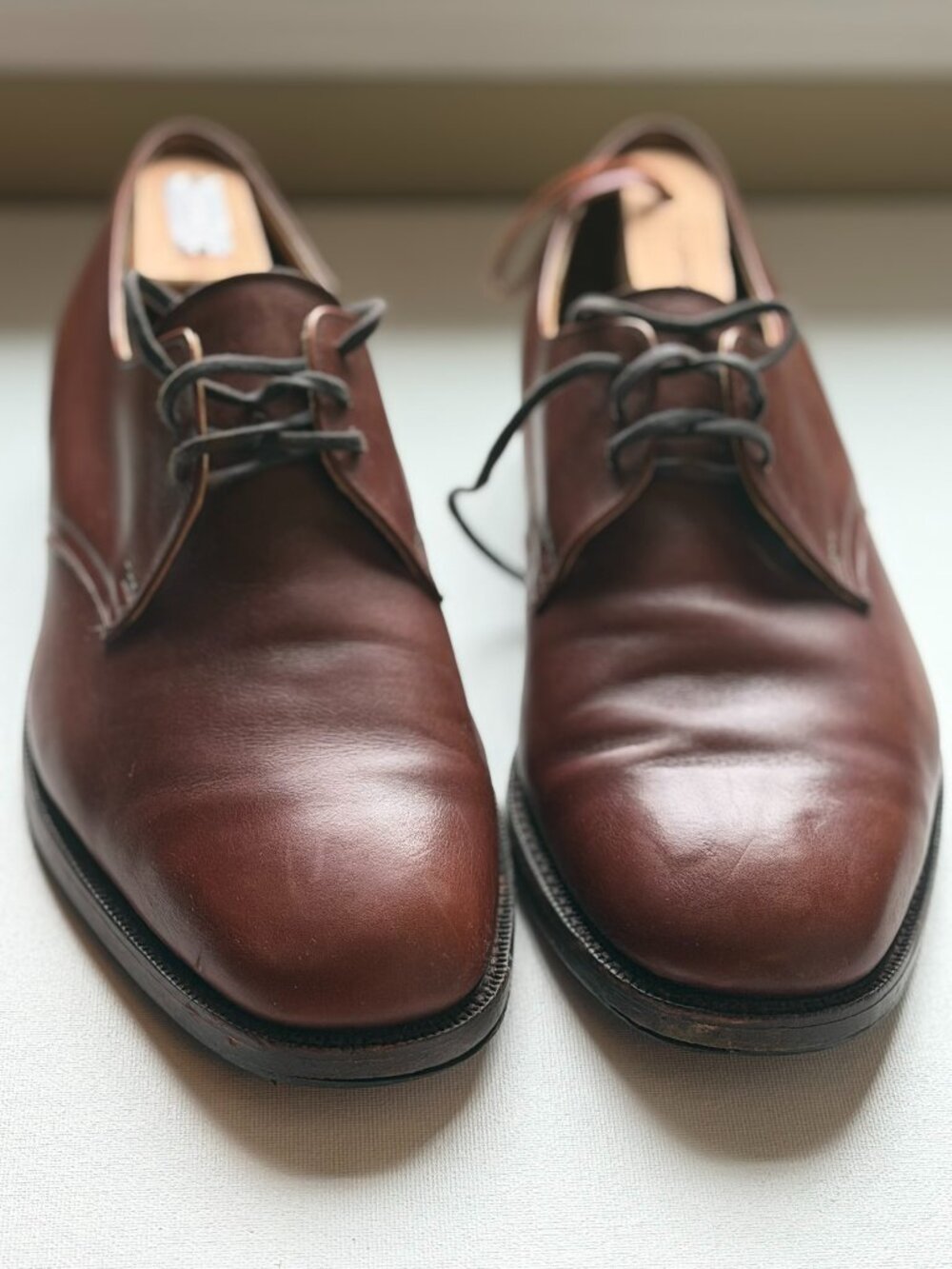 Loake Arundel Plain Toe Derby Shoes UK 10 G US 11 Brown Leather Made in England
